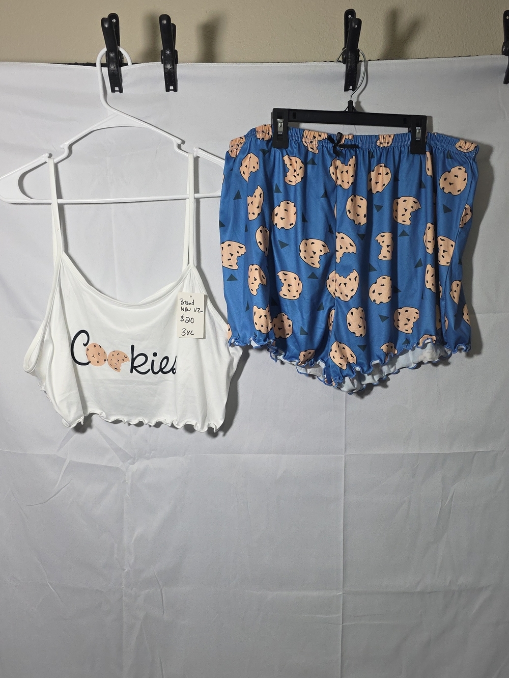 Womens Cookies Graphic Blue Cookie-Print Sleep Set  3XL (W754)
